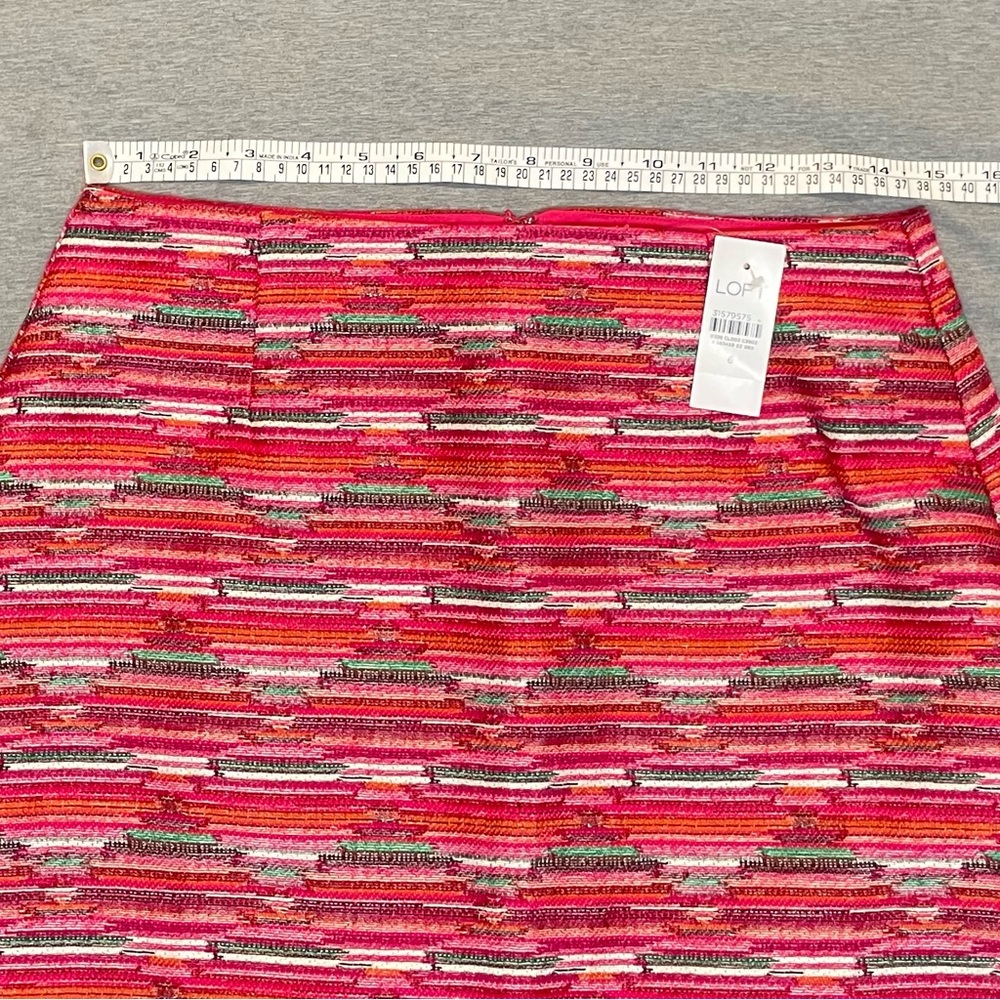 LOFT Ikat Jacquard Mini Skirt Peppermint Pink Womens Size 6 NWT Preppy Textured - Picture 5 of 11